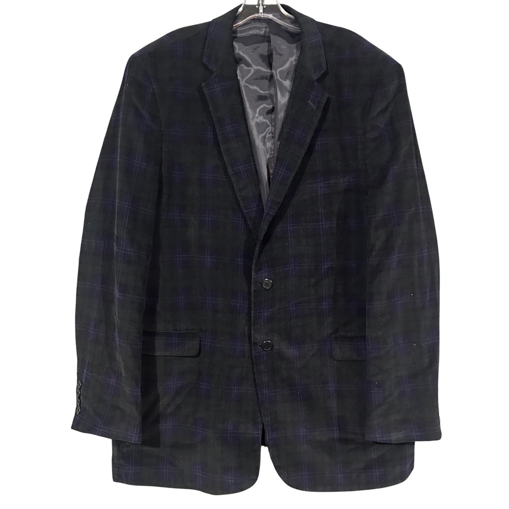 Saddlebred Mens 48L Corduroy Blazer Jacket Plaid Cotton Sport Coat